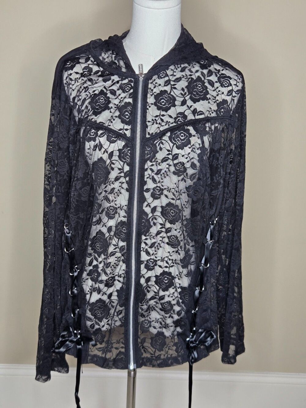 Royal Bones Daang Goodman Women's Size L (3) Lace Corset Zip Hoodie Jacket Goth
